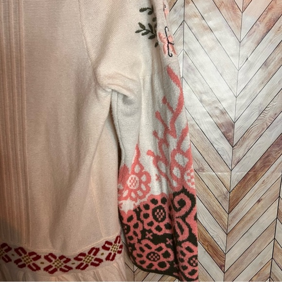 Sahalie Boutique 1 Button Embroidered Floral Cardigan Sweater Cream‎ Women Small - Picture 7 of 10
